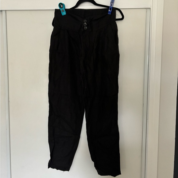 Enza costa black button down linen pants size medium - Picture 2 of 4